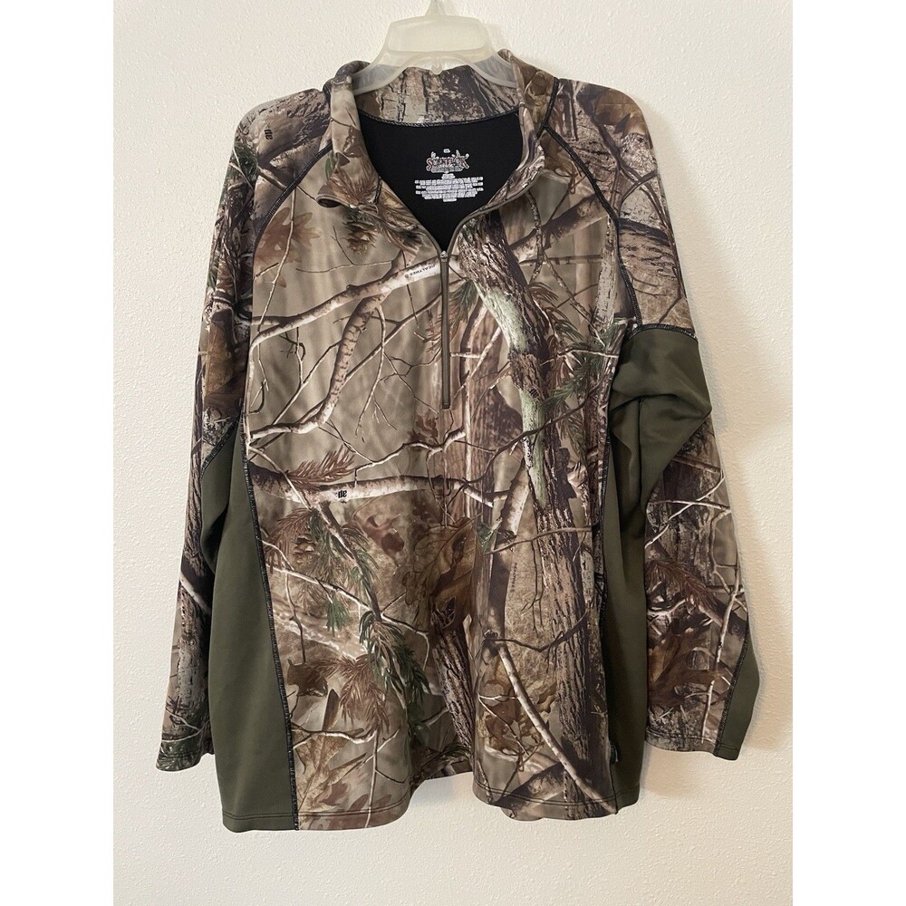 Realtree Xtra Camouflage Fleece 2XL Shirt Men's 1/4 Zip Pullover Long Sleeve